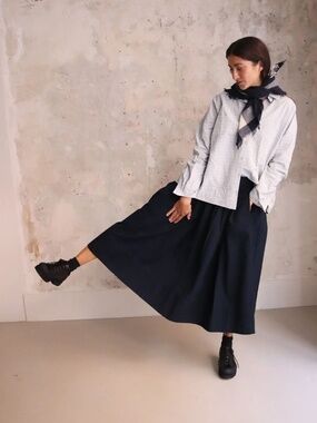APUNTOB The Gathered Denim Skirt in Blu Indaco Indigo Made in Italy FW2021  A.B